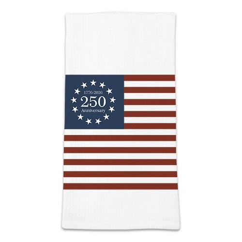 Happy 250th Birthday America Semiquincentennial Waffle Kitchen Towel