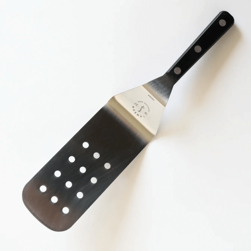 3" x 8" Perforated Turner with Black POM Handle