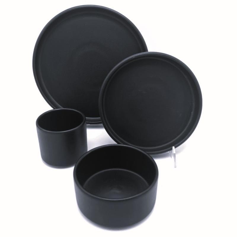 4 Piece Place Setting American Modern Matte Black