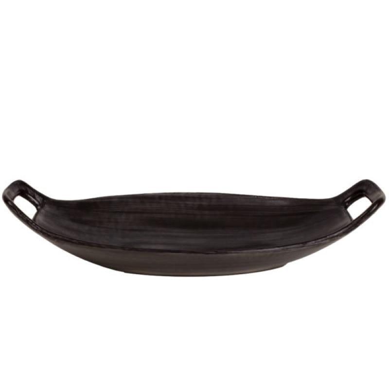 Ceramic Oval Entree Basket in American Black Matte 16" X 8"