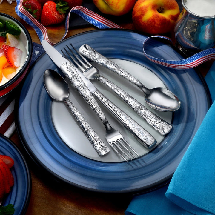 Celebrate American Liberty - 65 Piece Set Service for 12 with Hollow Handle Knife (Includes 5 Piece Service Set)