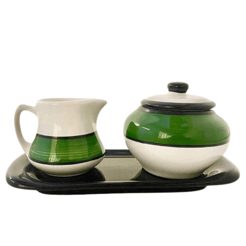 Sugar Creamer Set on Tray in Green Spree