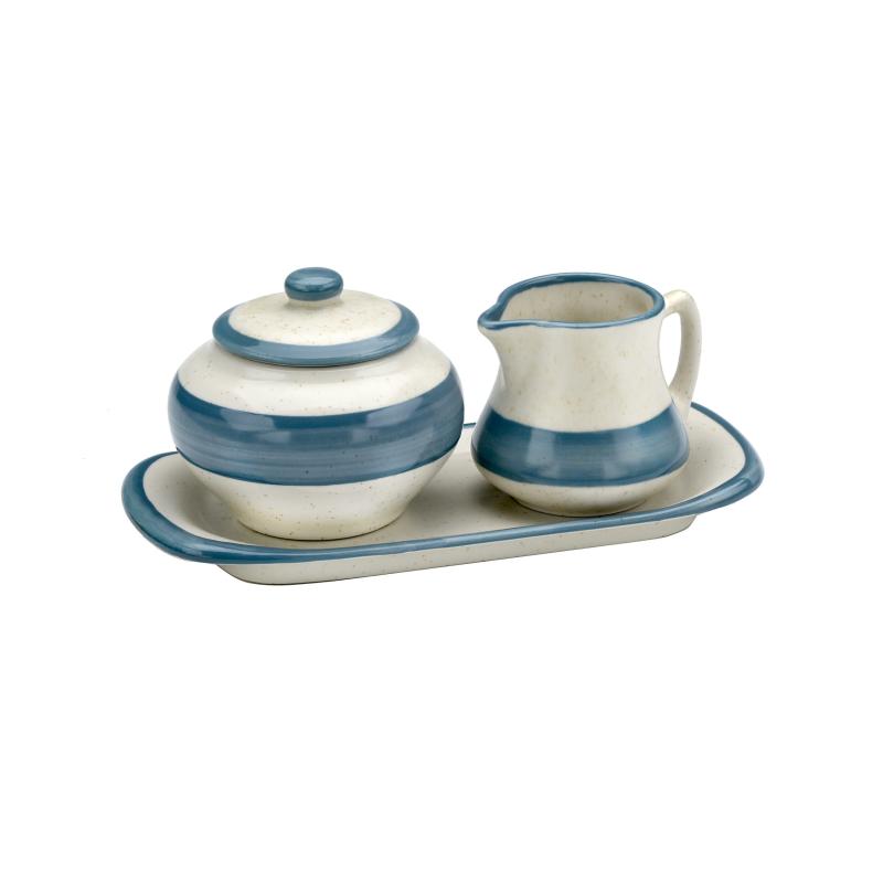 Sugar Creamer Set on Tray in Sand &amp; Sky