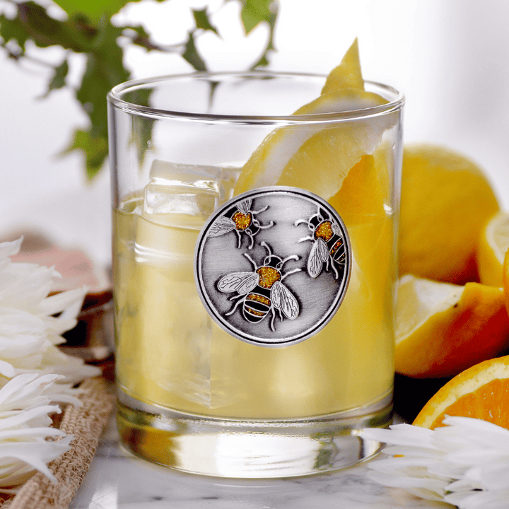Honey Bee Silver City Glass Set of 4
