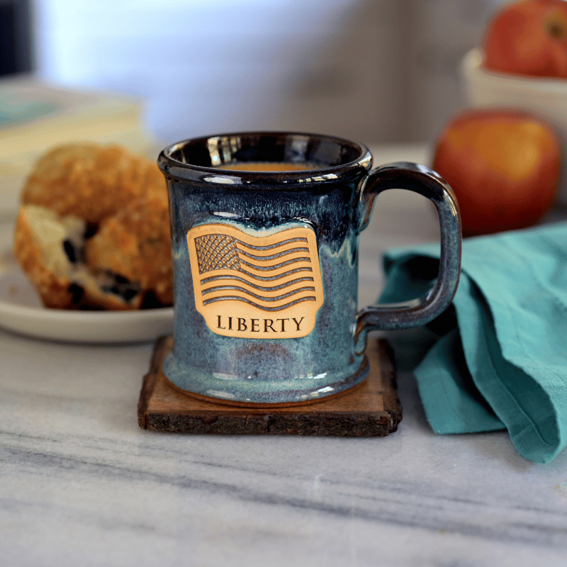 Night Sky Blue Flag Liberty American Made Stoneware Mug