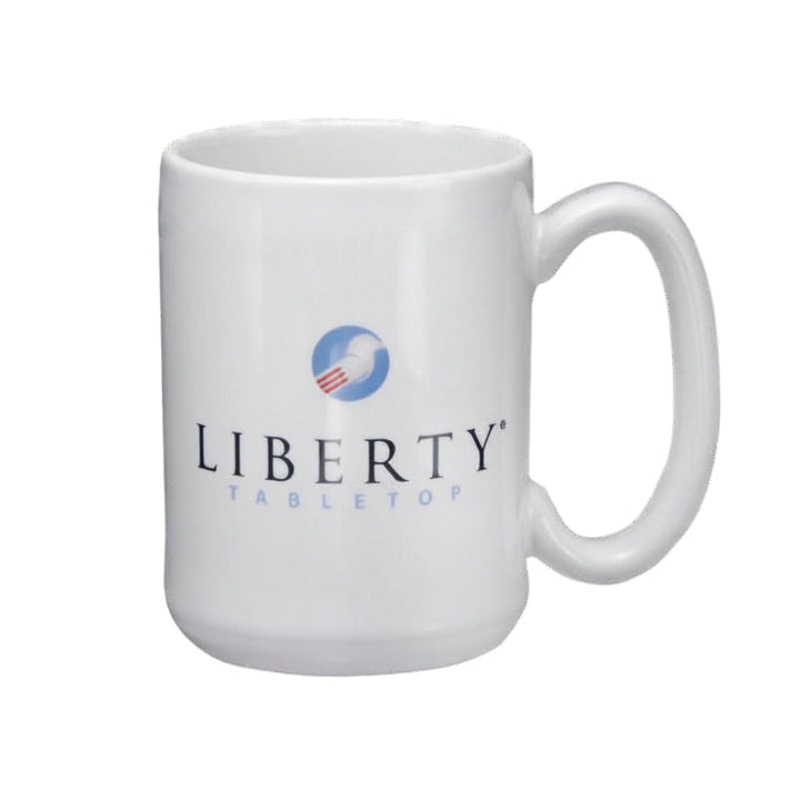 Liberty Tabletop Logo White Mug with Flag