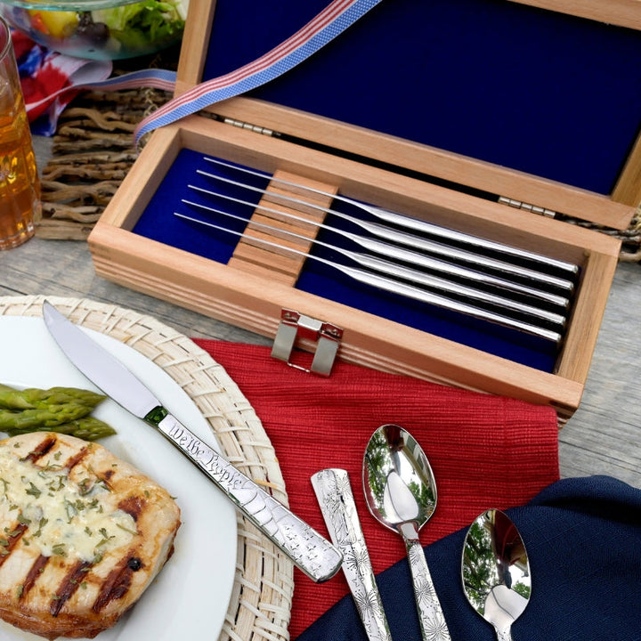 NEW! American Liberty Solid Handle Steak Knife "We the People" Set of 6 with Presentation Chest