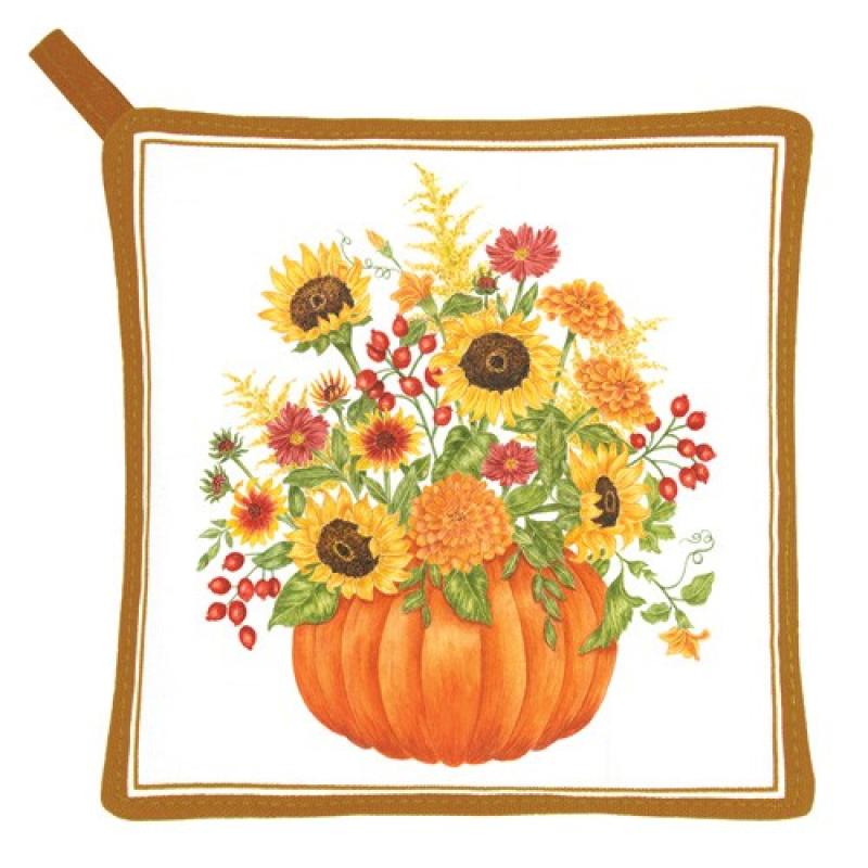 Pumpkin with Sunflower Potholder