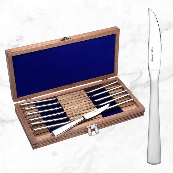 Satin America - Solid Handle Steak Knife Set Of 12 With Chest
