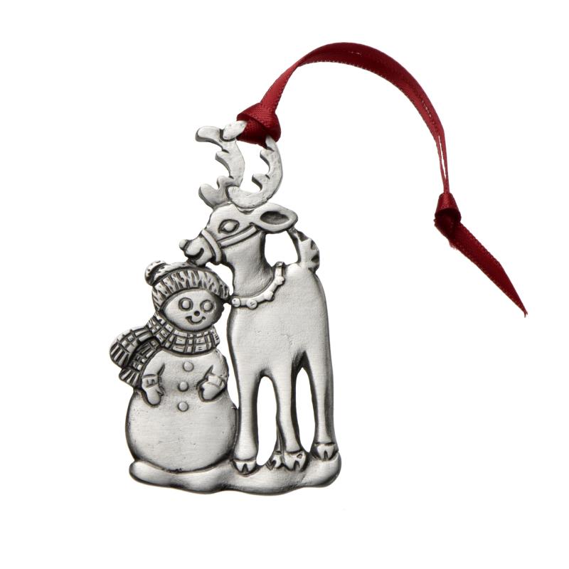 Reindeer with Snowman Ornament