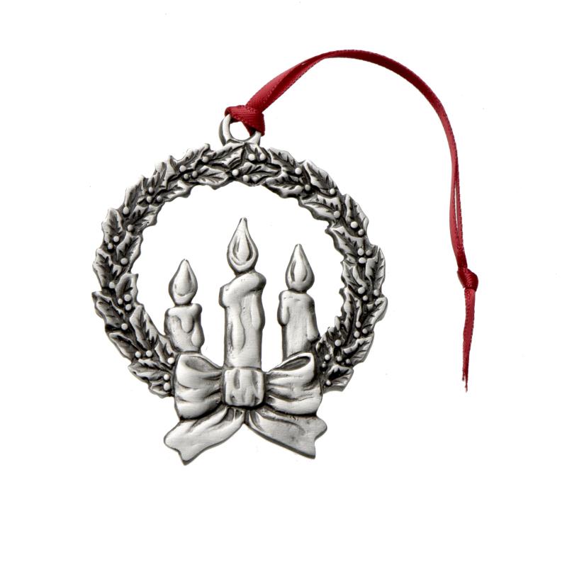 Candles in Wreath Ornament