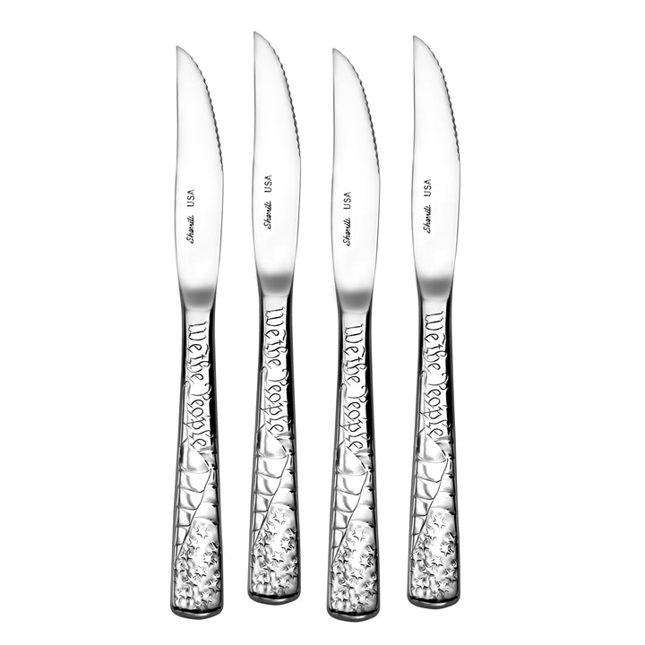 NEW! Celebrate American Liberty Solid Handle Steak Knife Set of 4 "We the People"