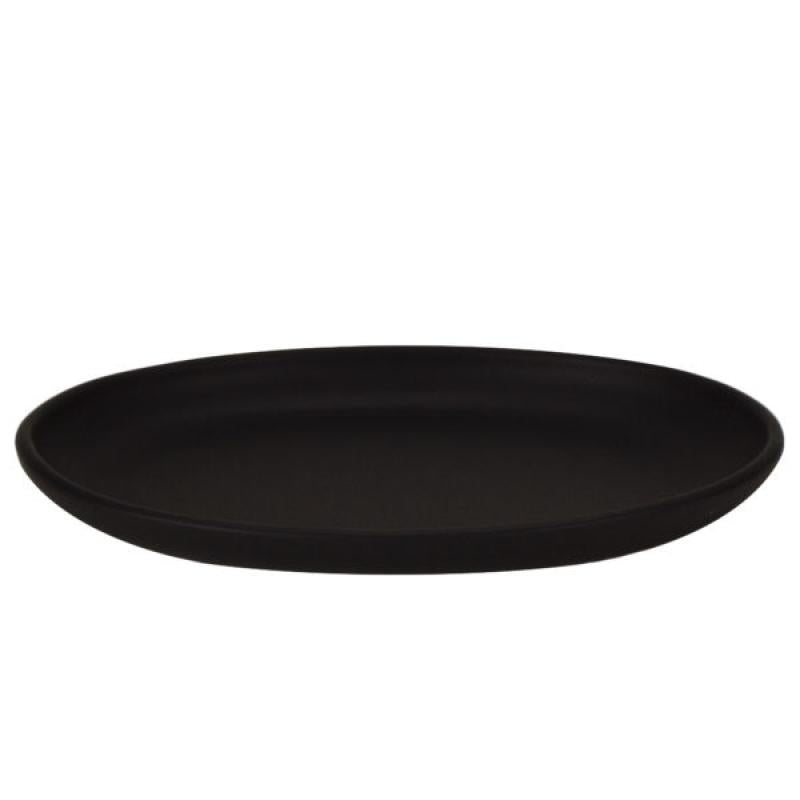 Ceramic Oval Serving Platter in American Black Matte 12.5" x 9"