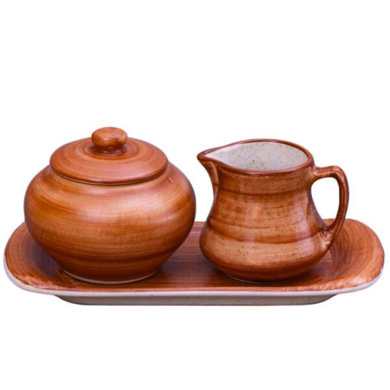 Sugar Creamer Set on Tray in Browstone