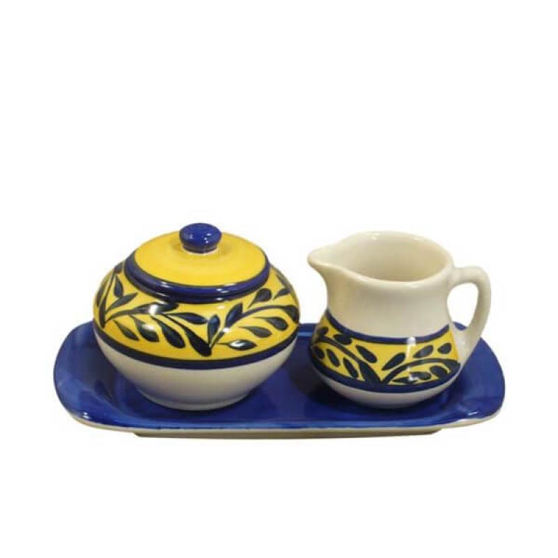 Sugar Creamer Set on Tray in French Country