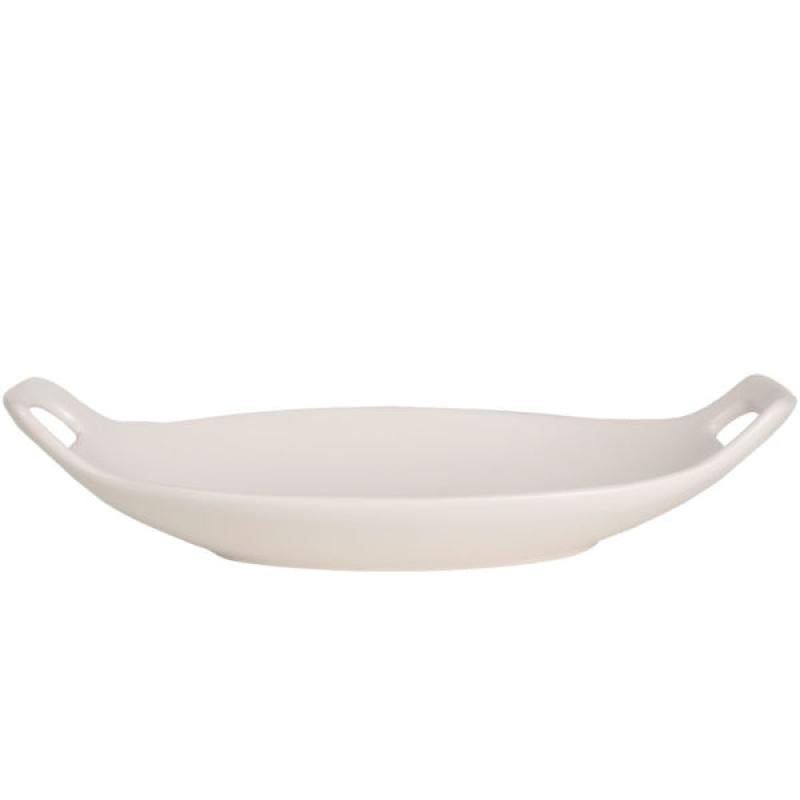 Ceramic Oval Entree Basket in American White Matte 16" X 8"
